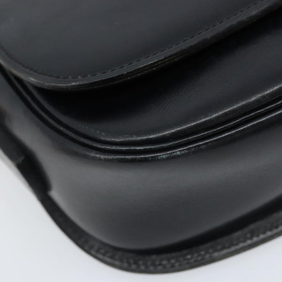 CELINE Shoulder Bag Leather Black Gold Auth ka2696