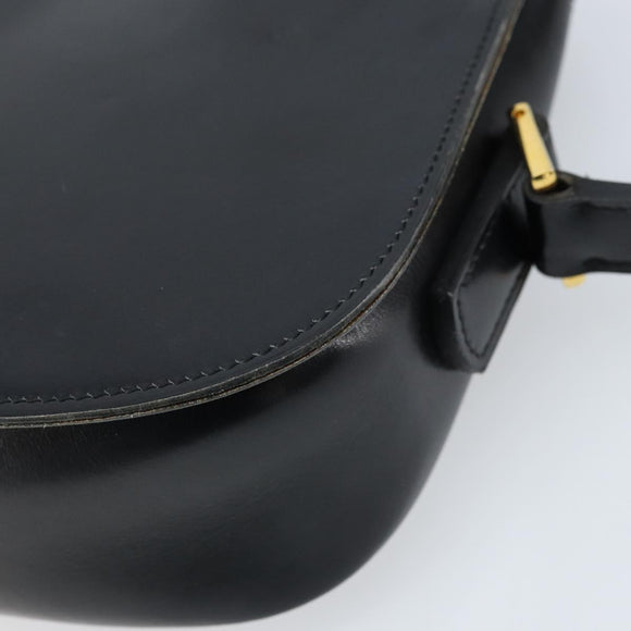 CELINE Shoulder Bag Leather Black Gold Auth ka2696