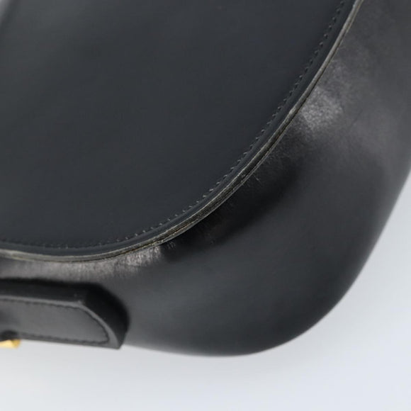 CELINE Shoulder Bag Leather Black Gold Auth ka2696