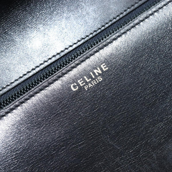 CELINE Shoulder Bag Leather Black Gold Auth ka2696