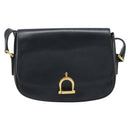 CELINE Shoulder Bag Leather Black Gold Auth ka2696-2