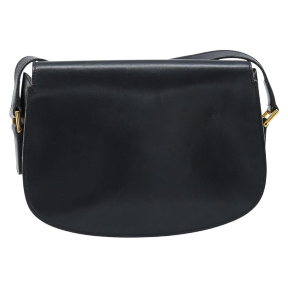 CELINE Shoulder Bag Leather Black Gold Auth ka2696
