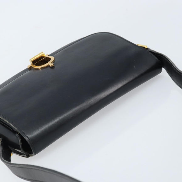 CELINE Shoulder Bag Leather Black Gold Auth ka2696