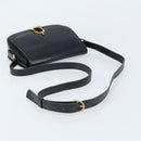 CELINE Shoulder Bag Leather Black Gold Auth ka2696-7
