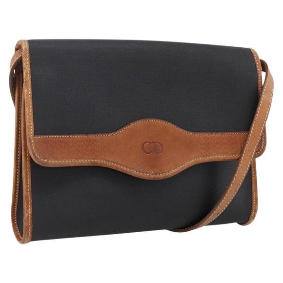 Christian Dior Shoulder Bag Nylon Black Gold Auth ka2697