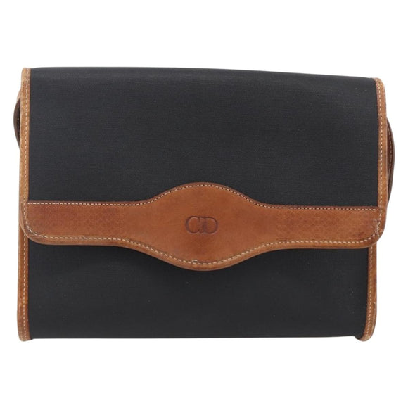 Christian Dior Shoulder Bag Nylon Black Gold Auth ka2697