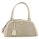 PRADA Shoulder Bag Nylon Beige Silver Auth ka270-1