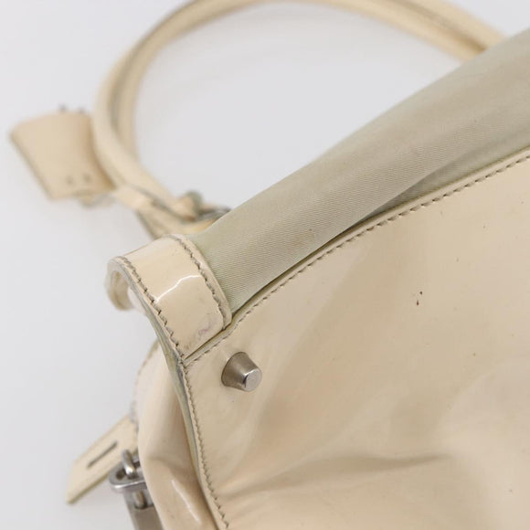 PRADA Shoulder Bag Nylon Beige Silver Auth ka270