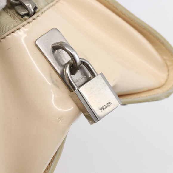 PRADA Shoulder Bag Nylon Beige Silver Auth ka270