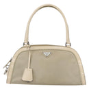 PRADA Shoulder Bag Nylon Beige Silver Auth ka270-13