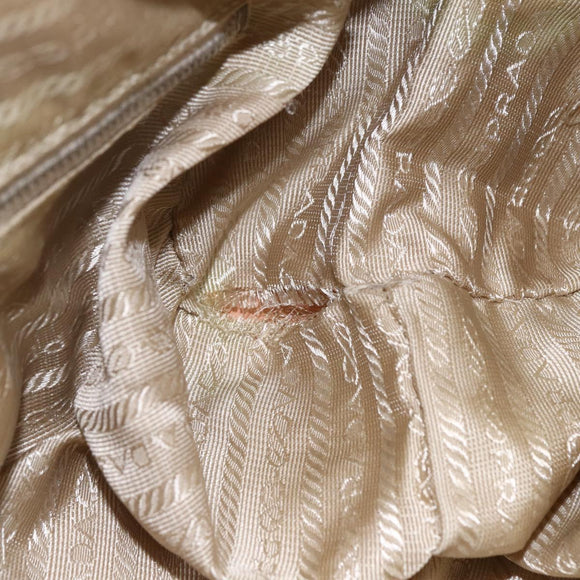 PRADA Shoulder Bag Nylon Beige Silver Auth ka270