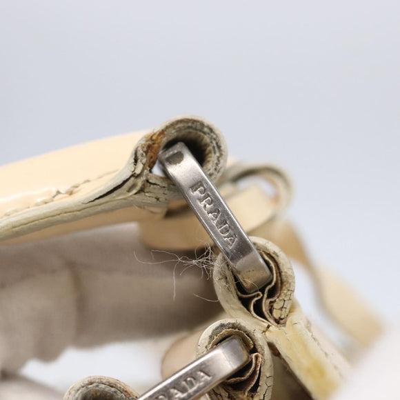 PRADA Shoulder Bag Nylon Beige Silver Auth ka270