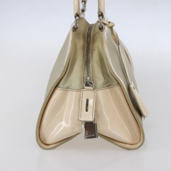 PRADA Shoulder Bag Nylon Beige Silver Auth ka270