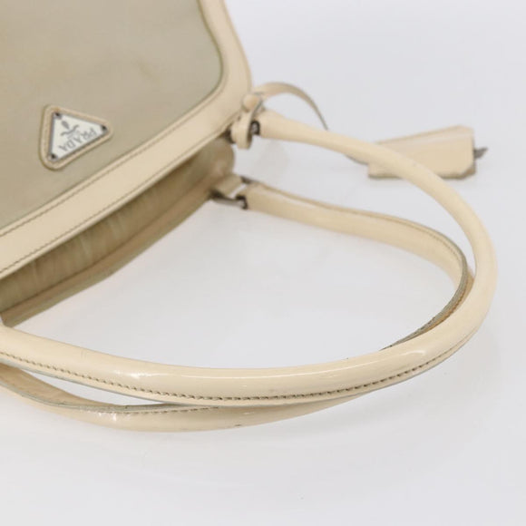 PRADA Shoulder Bag Nylon Beige Silver Auth ka270