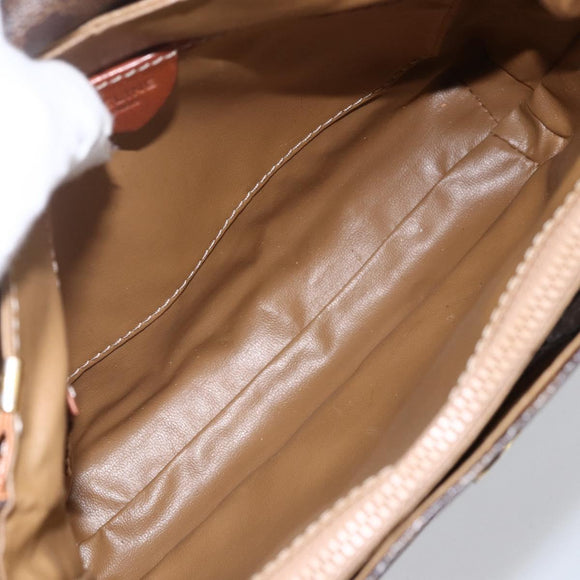 CELINE Macadam Canvas Shoulder Bag PVC Leather Brown Gold Auth ka2705
