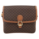 CELINE Macadam Canvas Shoulder Bag PVC Leather Brown Gold Auth ka2705-13