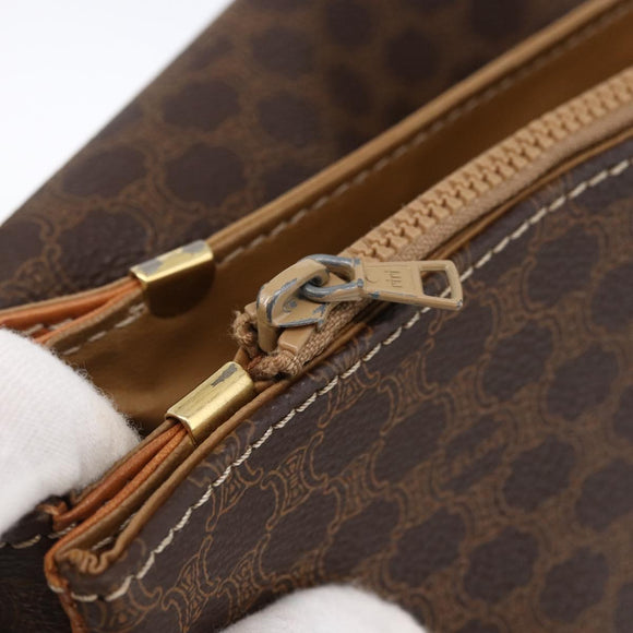 CELINE Macadam Canvas Shoulder Bag PVC Leather Brown Gold Auth ka2705