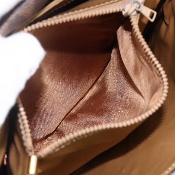 CELINE Macadam Canvas Shoulder Bag PVC Leather Brown Gold Auth ka2705