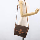 CELINE Macadam Canvas Shoulder Bag PVC Leather Brown Gold Auth ka2705-27