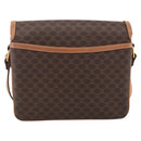 CELINE Macadam Canvas Shoulder Bag PVC Leather Brown Gold Auth ka2705-2