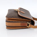 CELINE Macadam Canvas Shoulder Bag PVC Leather Brown Gold Auth ka2705-4