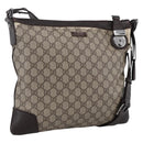 GUCCI GG Supreme Shoulder Bag PVC Beige Silver 148476 Auth ka2706-1