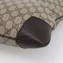 GUCCI GG Supreme Shoulder Bag PVC Beige Silver 148476 Auth ka2706-12