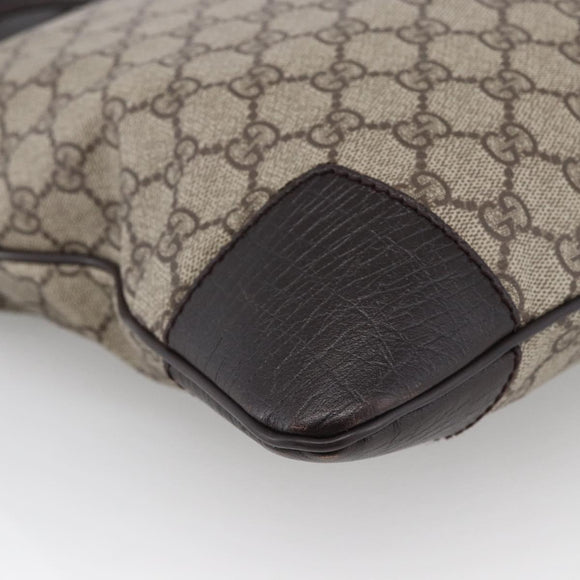 GUCCI GG Supreme Shoulder Bag PVC Beige Silver 148476 Auth ka2706