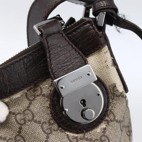 GUCCI GG Supreme Shoulder Bag PVC Beige Silver 148476 Auth ka2706