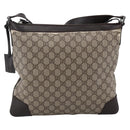 GUCCI GG Supreme Shoulder Bag PVC Beige Silver 148476 Auth ka2706-3