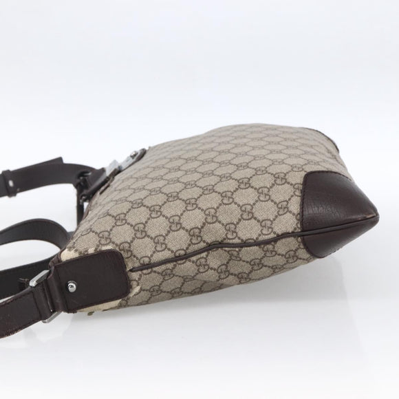 GUCCI GG Supreme Shoulder Bag PVC Beige Silver 148476 Auth ka2706
