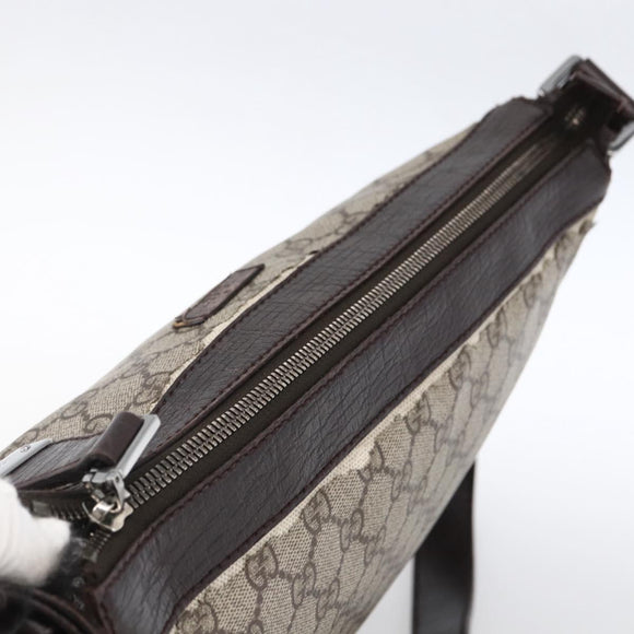 GUCCI GG Supreme Shoulder Bag PVC Beige Silver 148476 Auth ka2706