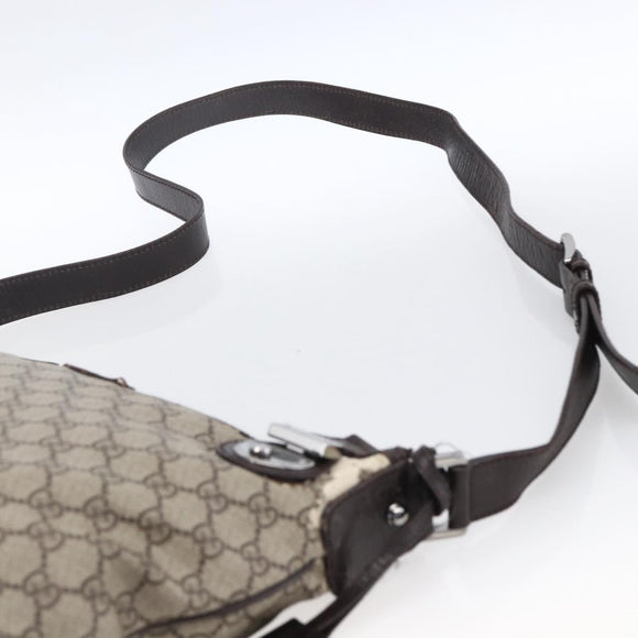 GUCCI GG Supreme Shoulder Bag PVC Beige Silver 148476 Auth ka2706