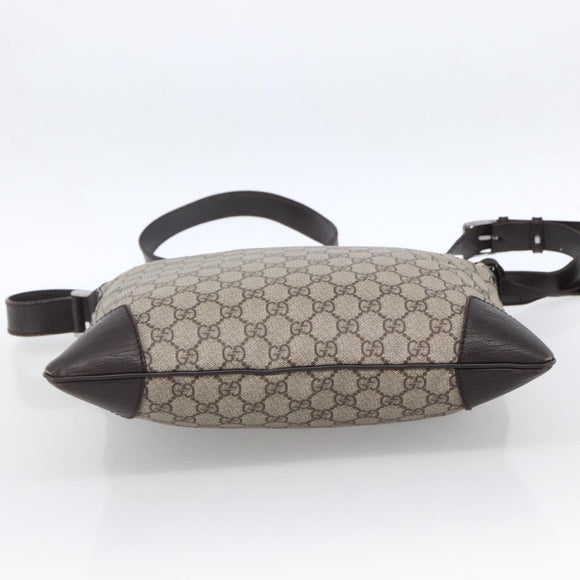 GUCCI GG Supreme Shoulder Bag PVC Beige Silver 148476 Auth ka2706