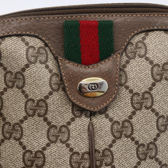 GUCCI GG Supreme Web Sherry Line Bag PVC Beige Gold 904 02 047 Auth ka2714