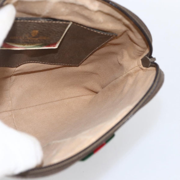 GUCCI GG Supreme Web Sherry Line Bag PVC Beige Gold 904 02 047 Auth ka2714