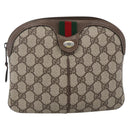 GUCCI GG Supreme Web Sherry Line Bag PVC Beige Gold 904 02 047 Auth ka2714-2
