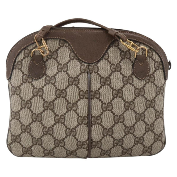 GUCCI GG Supreme Web Sherry Line Bag PVC Beige Gold 904 02 047 Auth ka2714
