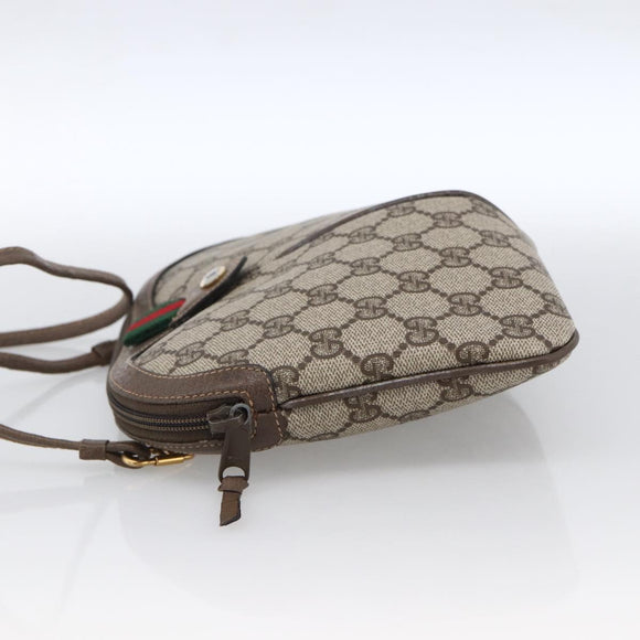 GUCCI GG Supreme Web Sherry Line Bag PVC Beige Gold 904 02 047 Auth ka2714