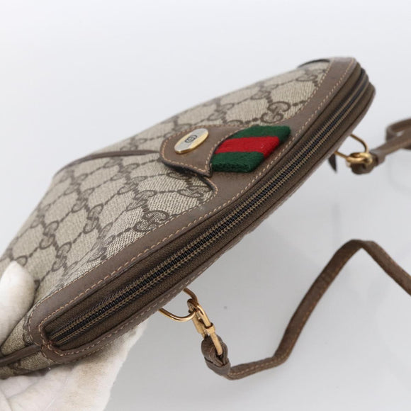 GUCCI GG Supreme Web Sherry Line Bag PVC Beige Gold 904 02 047 Auth ka2714