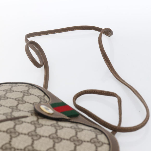 GUCCI GG Supreme Web Sherry Line Bag PVC Beige Gold 904 02 047 Auth ka2714