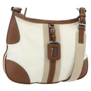 PRADA Shoulder Bag Nylon Beige Silver Auth ka273-1