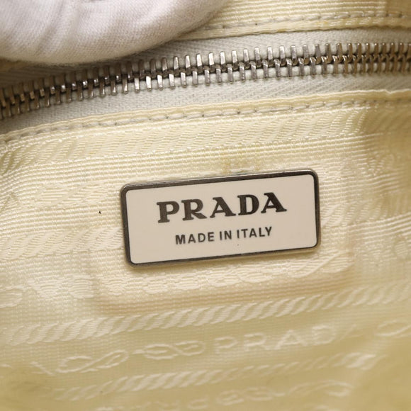 PRADA Shoulder Bag Nylon Beige Silver Auth ka273
