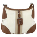 PRADA Shoulder Bag Nylon Beige Silver Auth ka273-13