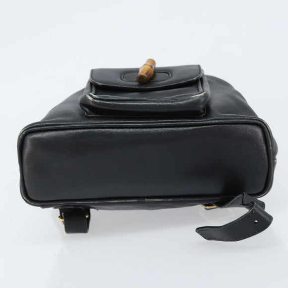 GUCCI Bamboo Backpack Leather Black Gold 003 1705 0030 Auth ka2738