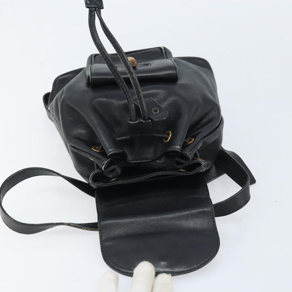 GUCCI Bamboo Backpack Leather Black Gold 003 1705 0030 Auth ka2738