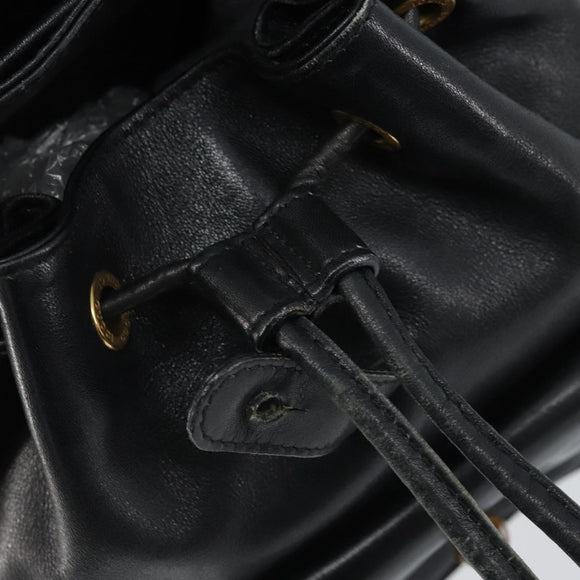 GUCCI Bamboo Backpack Leather Black Gold 003 1705 0030 Auth ka2738