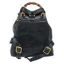 GUCCI Bamboo Backpack Leather Black Gold 003 1705 0030 Auth ka2738-3