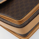 CELINE Macadam Canvas Shoulder Bag PVC Leather Brown Gold Auth ka274-14