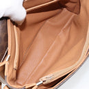 CELINE Macadam Canvas Shoulder Bag PVC Leather Brown Gold Auth ka274-11